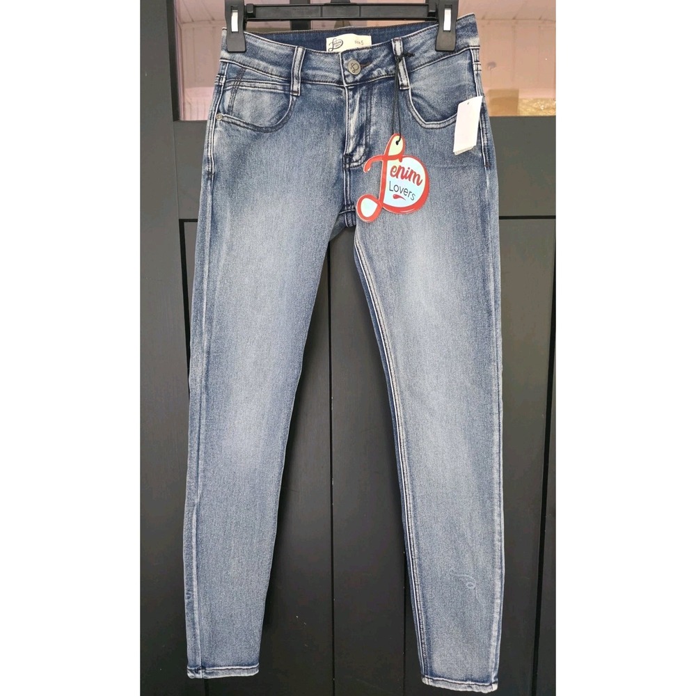 NEW Denim Lovers Jeans Juniors 5 Blue Low Rise Womens Skinny‎ Leg Light Wash